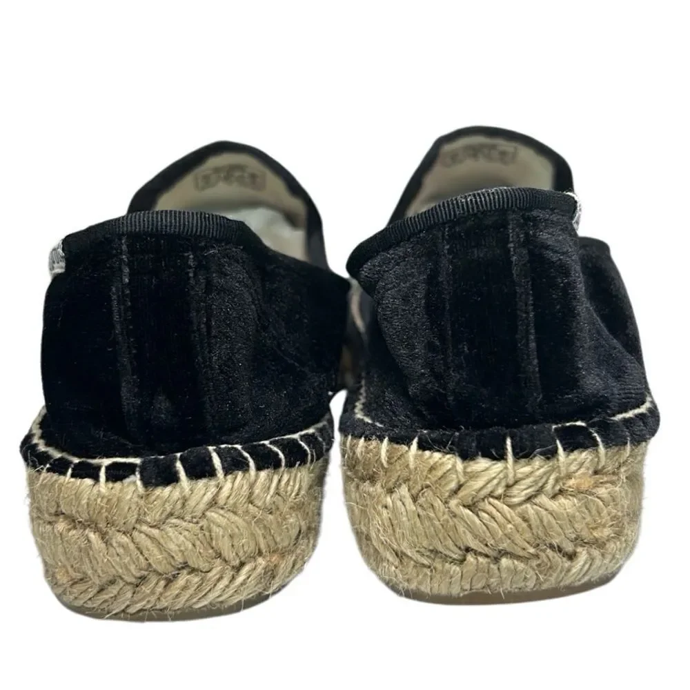 Soludos - Women’s Espadrilles, ‘The Smoking Slipper’ Velvet, Flat - Black Size 8 - Picture 10 of 16